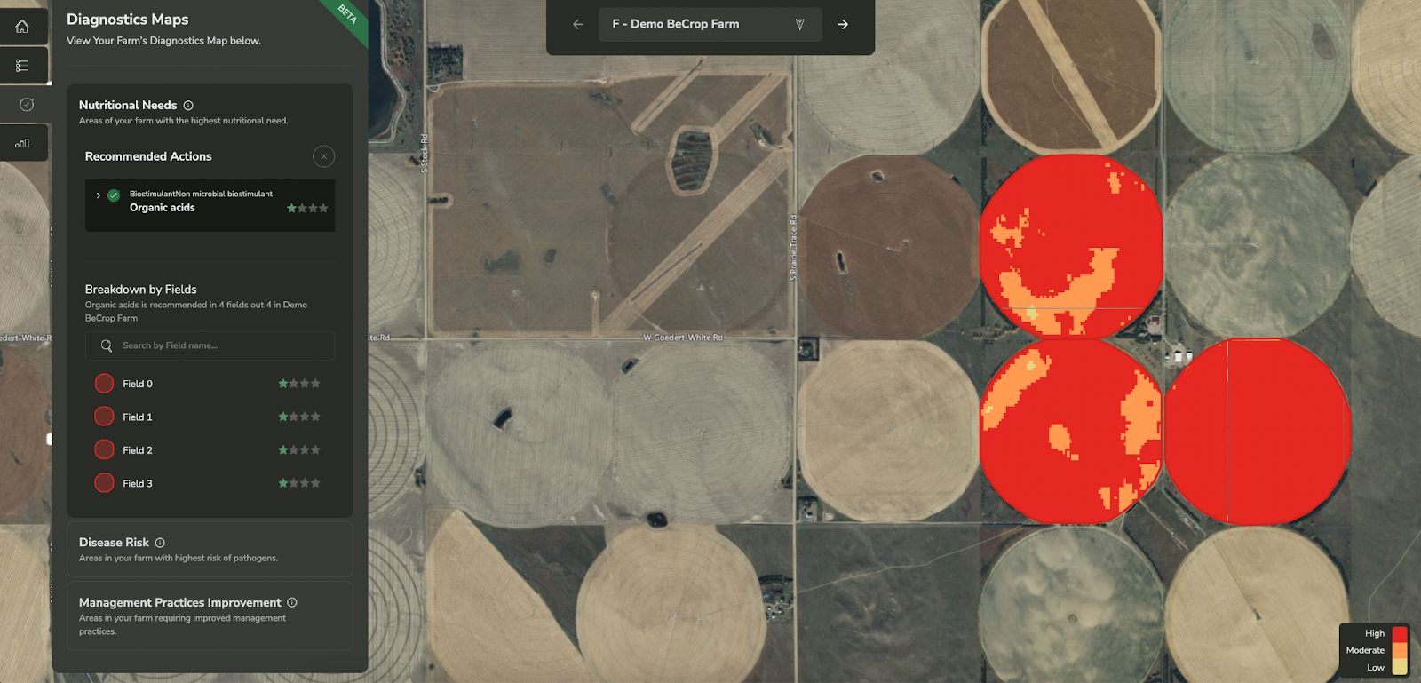 Interactive Map in BeCrop Farm Portal